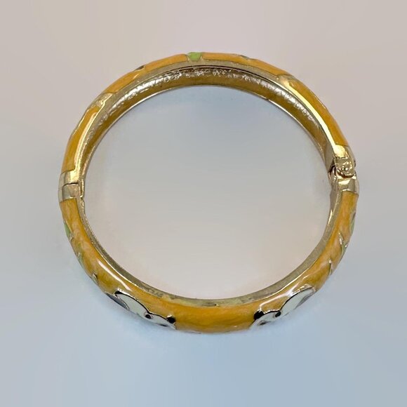 Panda Bracelet, Bangle, Enamel, Orange, Black, White, Gold, Clamper, Vintage - Picture 5 of 5